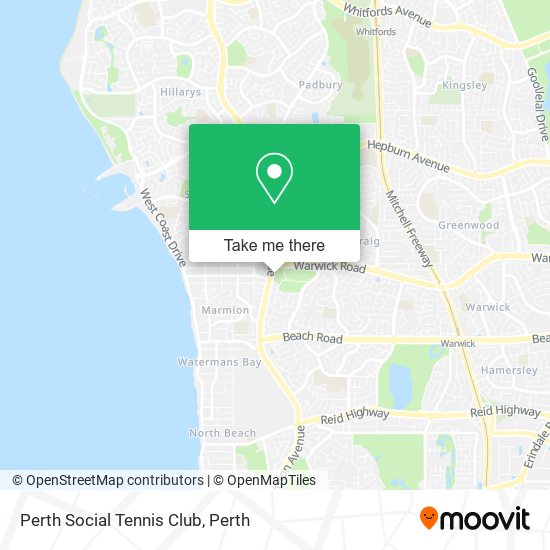 Perth Social Tennis Club map