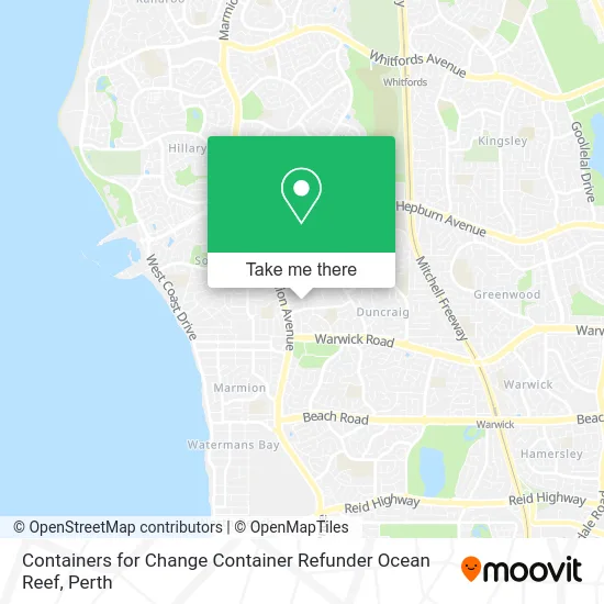 Mapa Containers for Change Container Refunder Ocean Reef