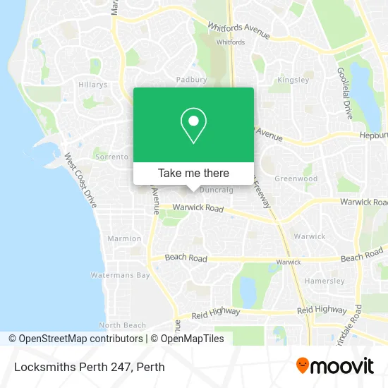 Mapa Locksmiths Perth 247
