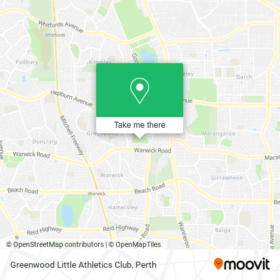 Mapa Greenwood Little Athletics Club