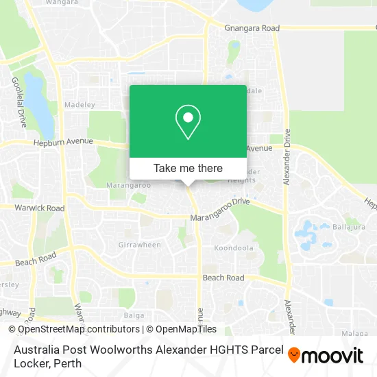 Australia Post Woolworths Alexander HGHTS Parcel Locker map
