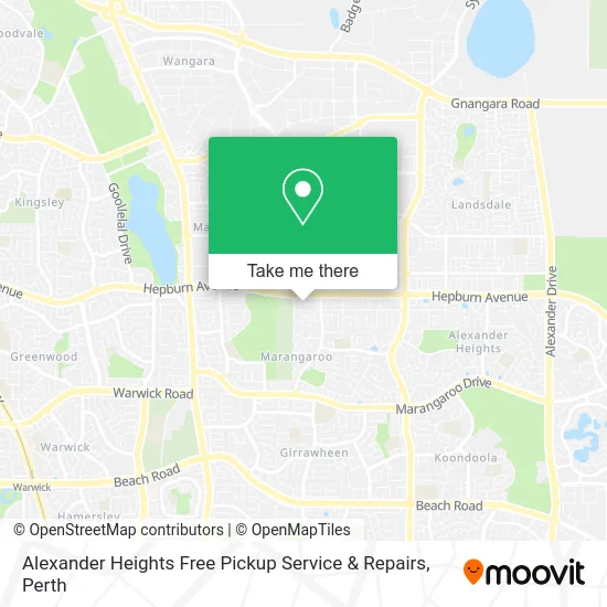 Mapa Alexander Heights Free Pickup Service & Repairs