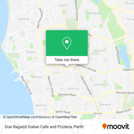 Due Ragazzi Italian Cafe and Pizzeria map