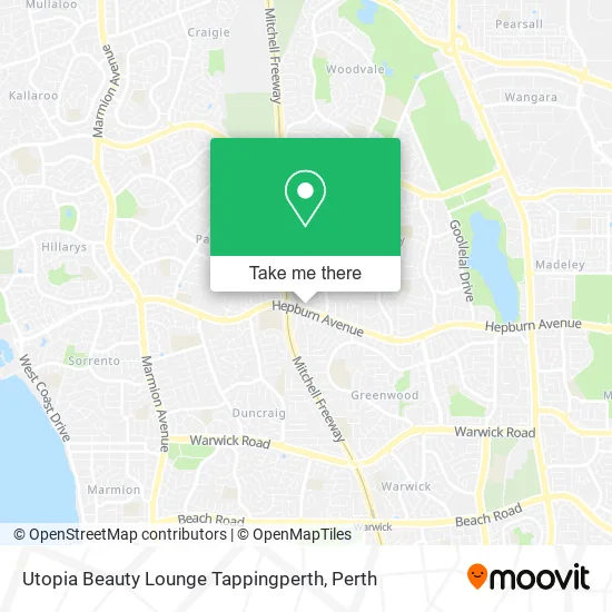 Utopia Beauty Lounge Tappingperth map