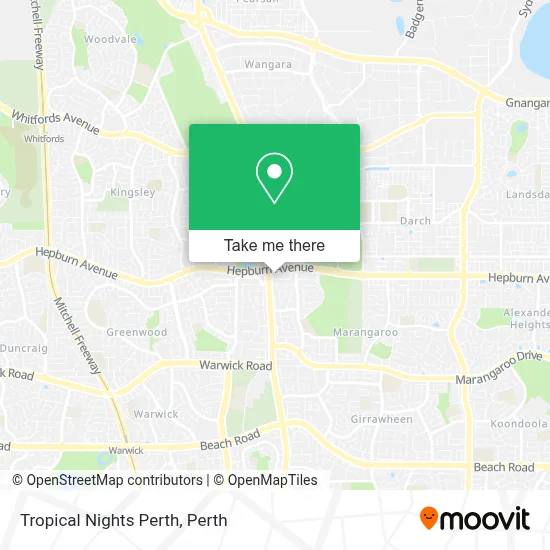 Mapa Tropical Nights Perth