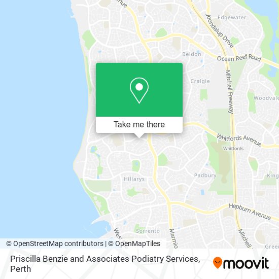 Priscilla Benzie and Associates Podiatry Services map
