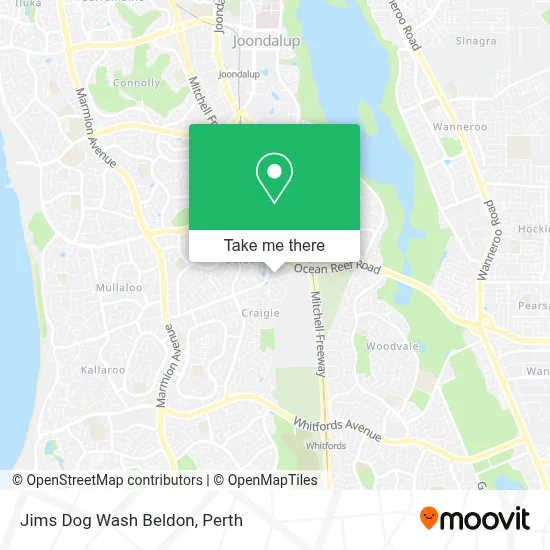 Mapa Jims Dog Wash Beldon