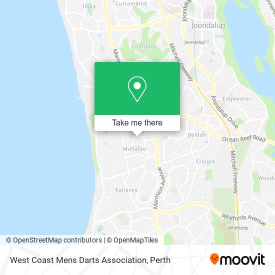 Mapa West Coast Mens Darts Association