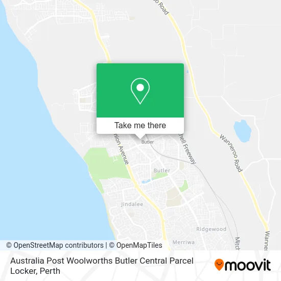 Mapa Australia Post Woolworths Butler Central Parcel Locker
