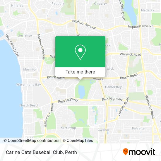 Carine Cats Baseball Club map