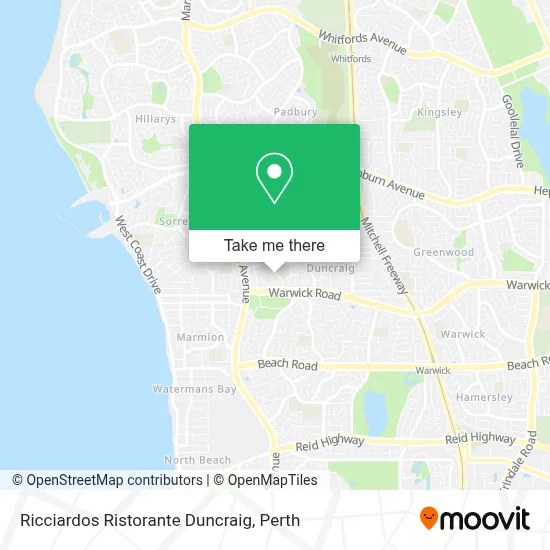 Mapa Ricciardos Ristorante Duncraig