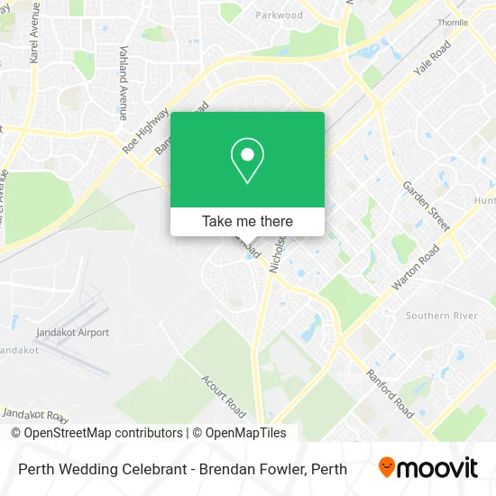 Mapa Perth Wedding Celebrant - Brendan Fowler
