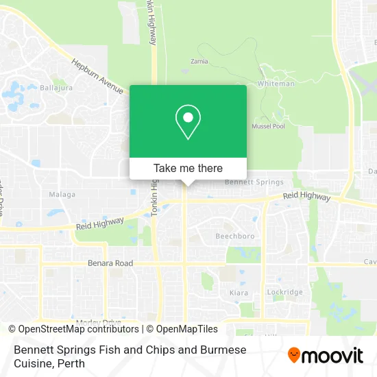 Mapa Bennett Springs Fish and Chips and Burmese Cuisine