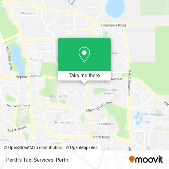 Mapa Perth's Taxi Services
