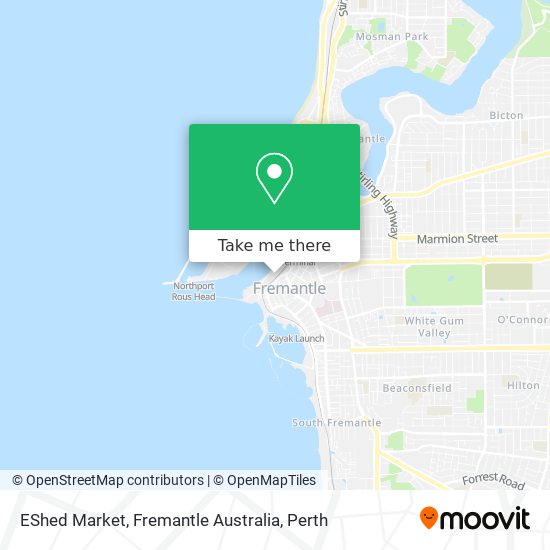 Mapa EShed Market, Fremantle Australia