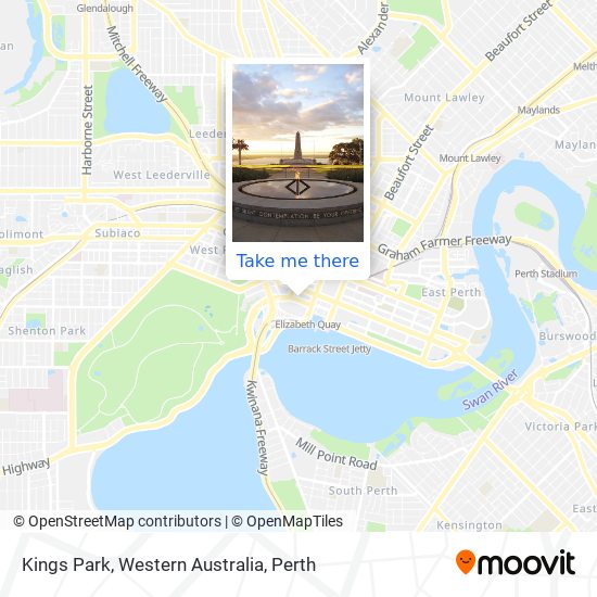 Mapa Kings Park, Western Australia