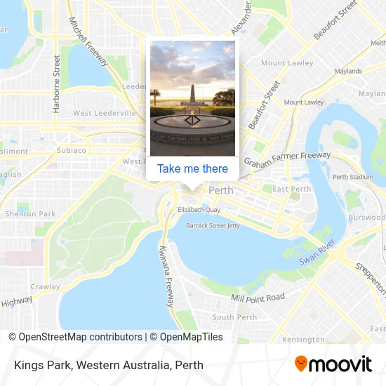 Mapa Kings Park, Western Australia