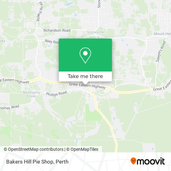 Bakers Hill Pie Shop map