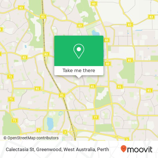 Calectasia St, Greenwood, West Australia map