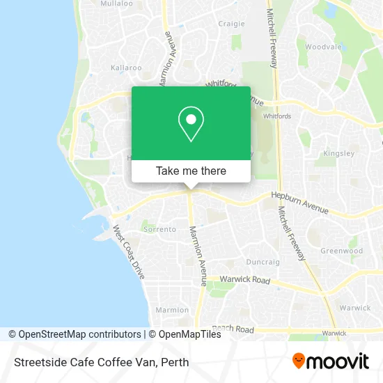 Mapa Streetside Cafe Coffee Van