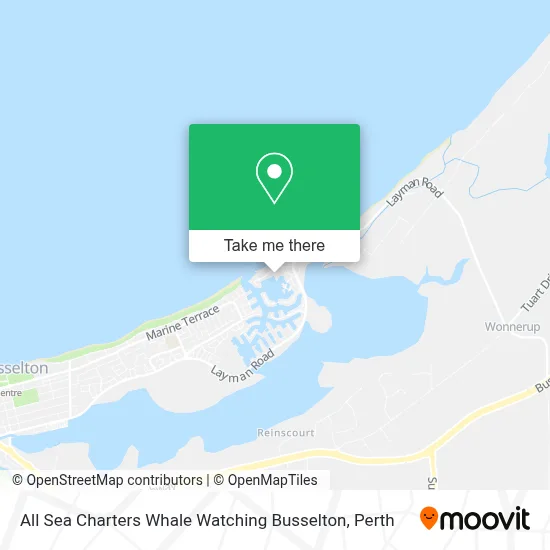 All Sea Charters Whale Watching Busselton map