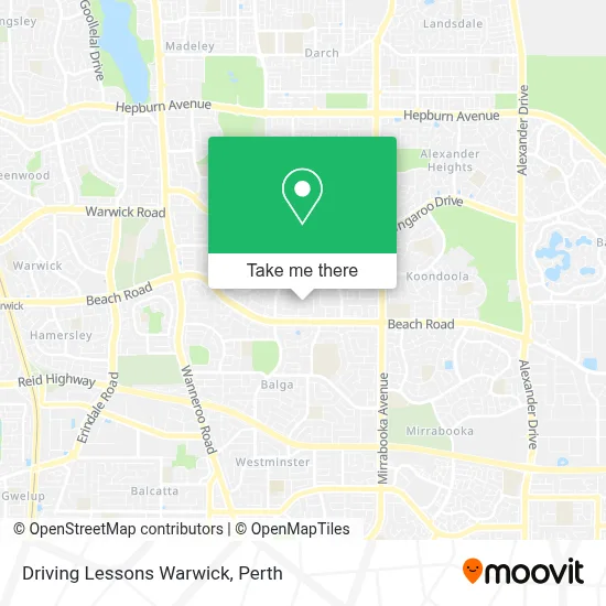 Mapa Driving Lessons Warwick