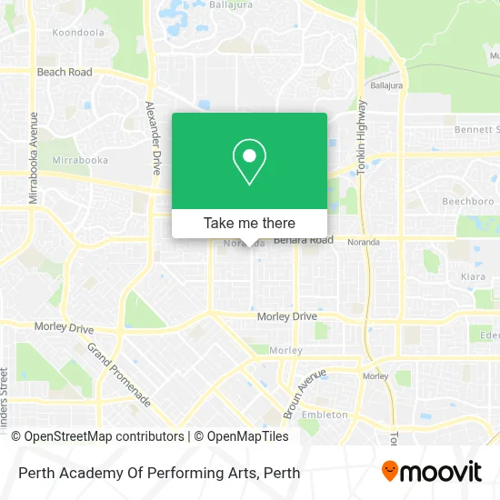 Mapa Perth Academy Of Performing Arts