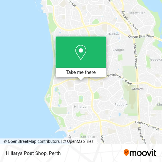Mapa Hillarys Post Shop