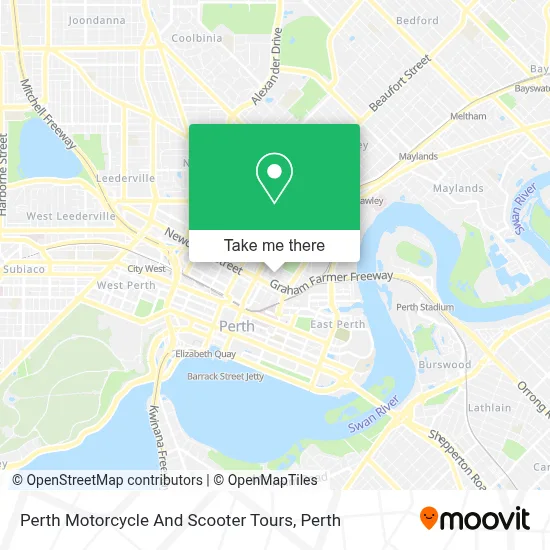 Mapa Perth Motorcycle And Scooter Tours