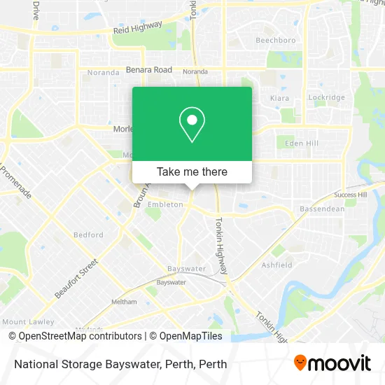 Mapa National Storage Bayswater, Perth