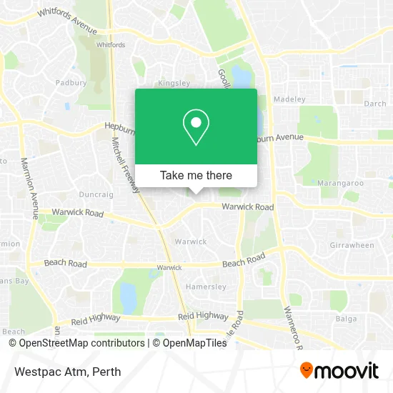 Mapa Westpac Atm