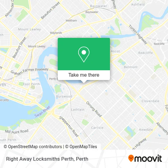 Mapa Right Away Locksmiths Perth