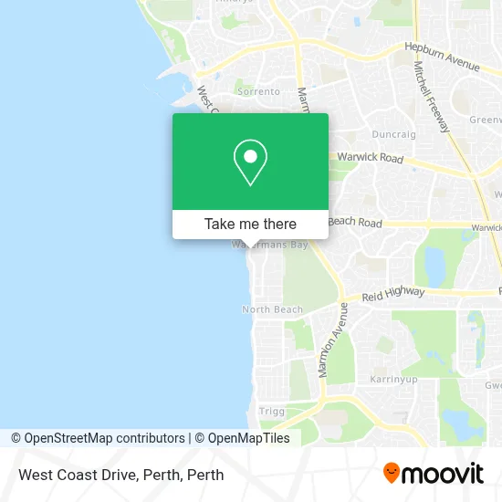 Mapa West Coast Drive, Perth