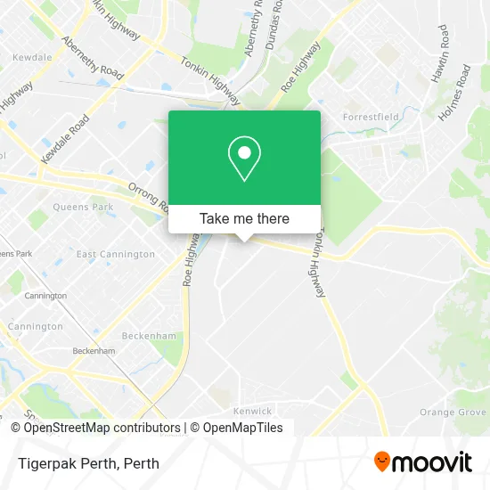 Mapa Tigerpak Perth