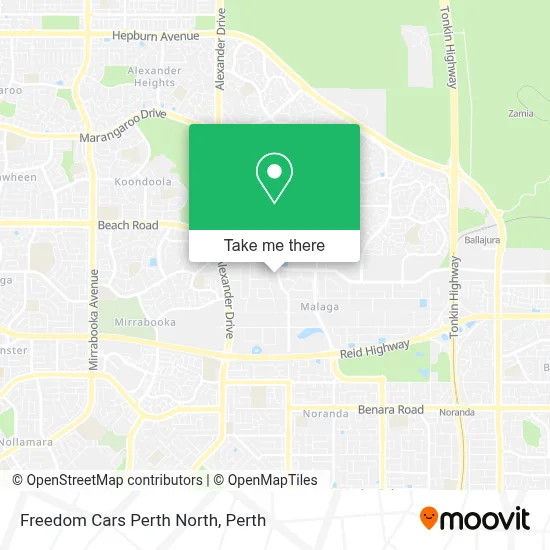 Mapa Freedom Cars Perth North