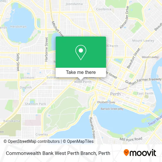 Mapa Commonwealth Bank West Perth Branch