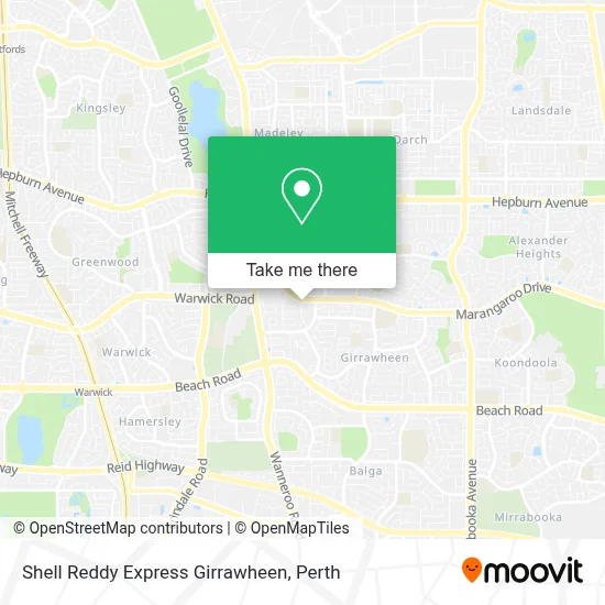 Mapa Shell Reddy Express Girrawheen