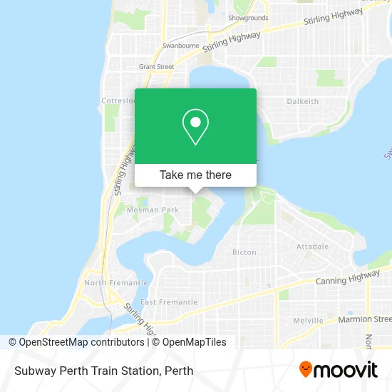 Mapa Subway Perth Train Station
