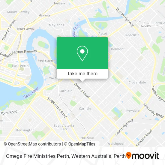 Mapa Omega Fire Ministries Perth, Western Australia