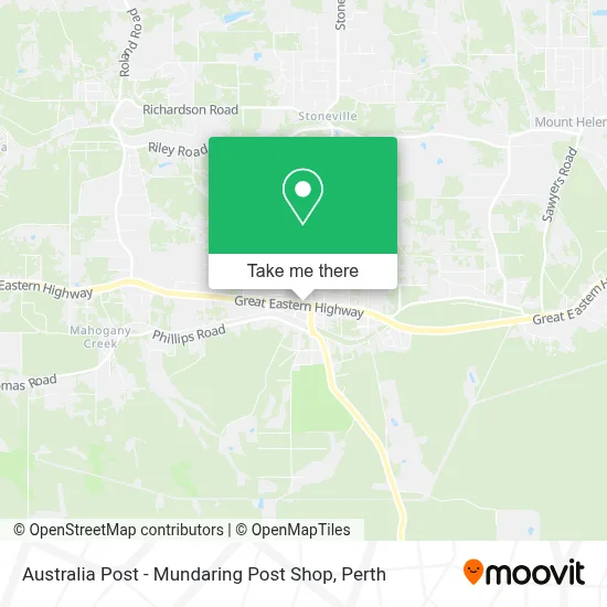 Mapa Australia Post - Mundaring Post Shop