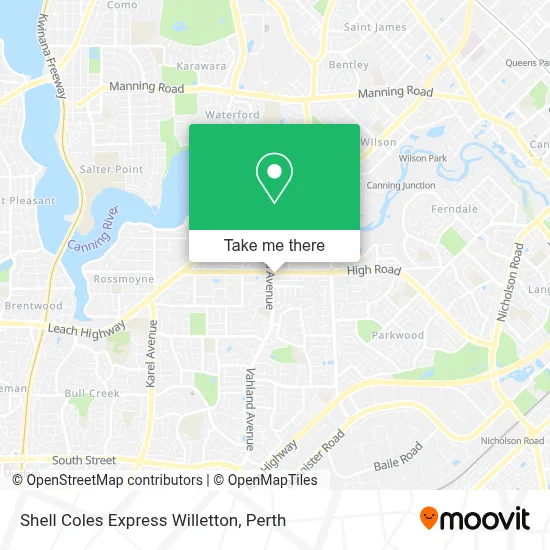 Mapa Shell Coles Express Willetton