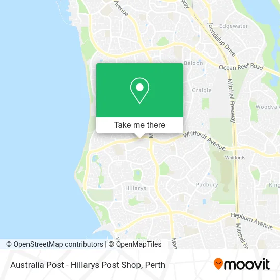 Mapa Australia Post - Hillarys Post Shop