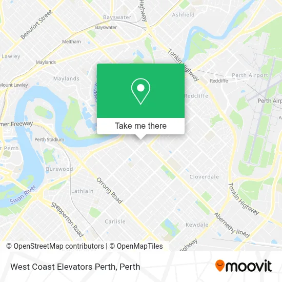 Mapa West Coast Elevators Perth