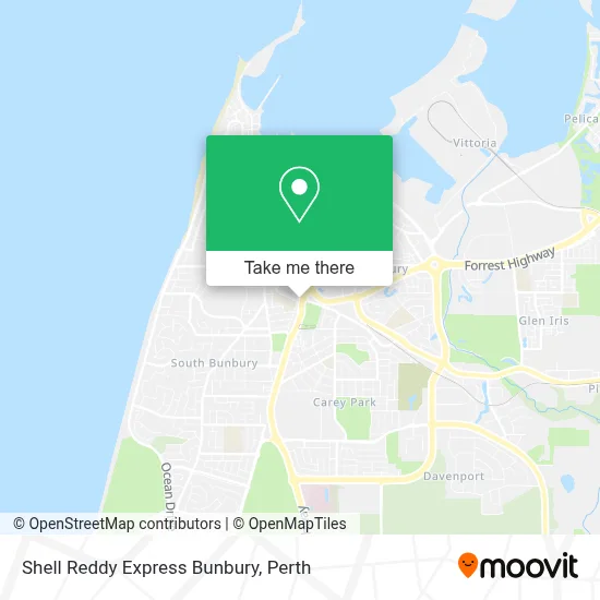 Mapa Shell Reddy Express Bunbury