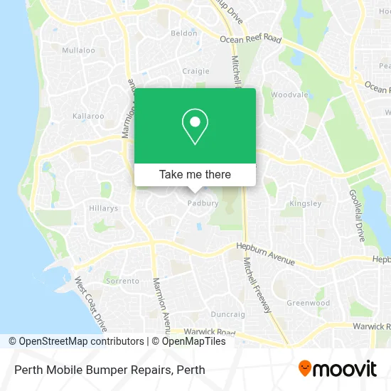 Mapa Perth Mobile Bumper Repairs