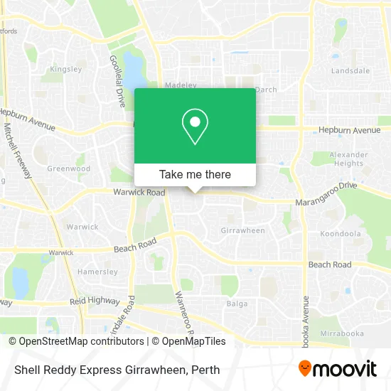 Mapa Shell Reddy Express Girrawheen