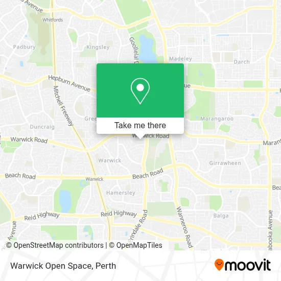 Mapa Warwick Open Space