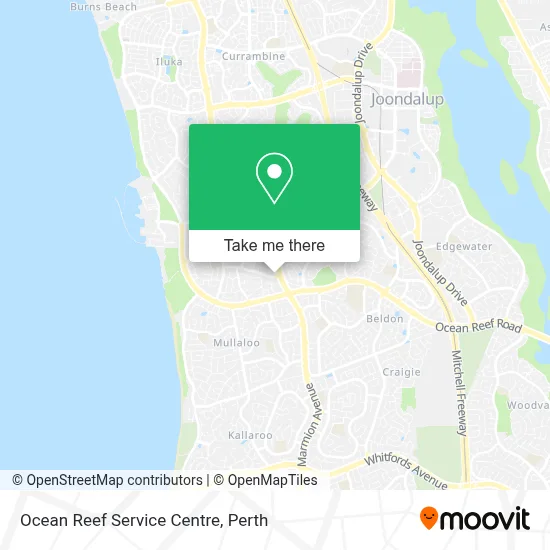 Mapa Ocean Reef Service Centre