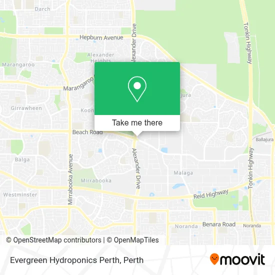 Mapa Evergreen Hydroponics Perth