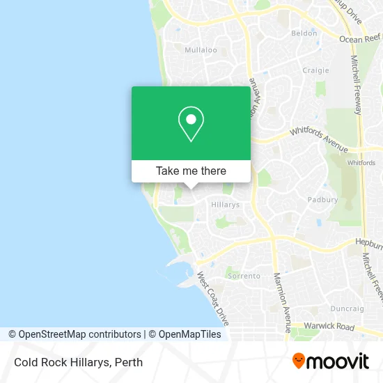 Mapa Cold Rock Hillarys